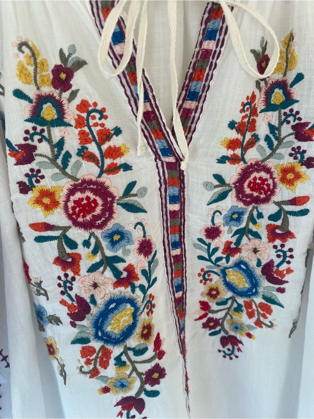 NWOT Johnny Was white Allegra peasant blouse colorful floral embroidery size L - Picture 5 of 16